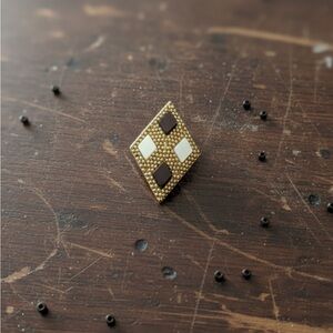 Antique Gold and Brown Geometric Brooch